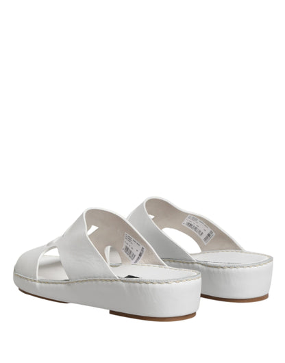 White DG Cutout Slides Slippers Flats Shoes