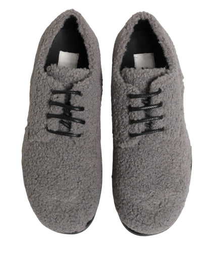 Gray Fleece Lace Up Men Derby Dress Shoes