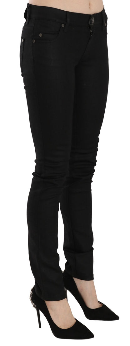 Cotton Black Mid Waist Skinny Denim Jeans