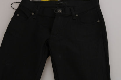 Cotton Black Mid Waist Skinny Denim Jeans