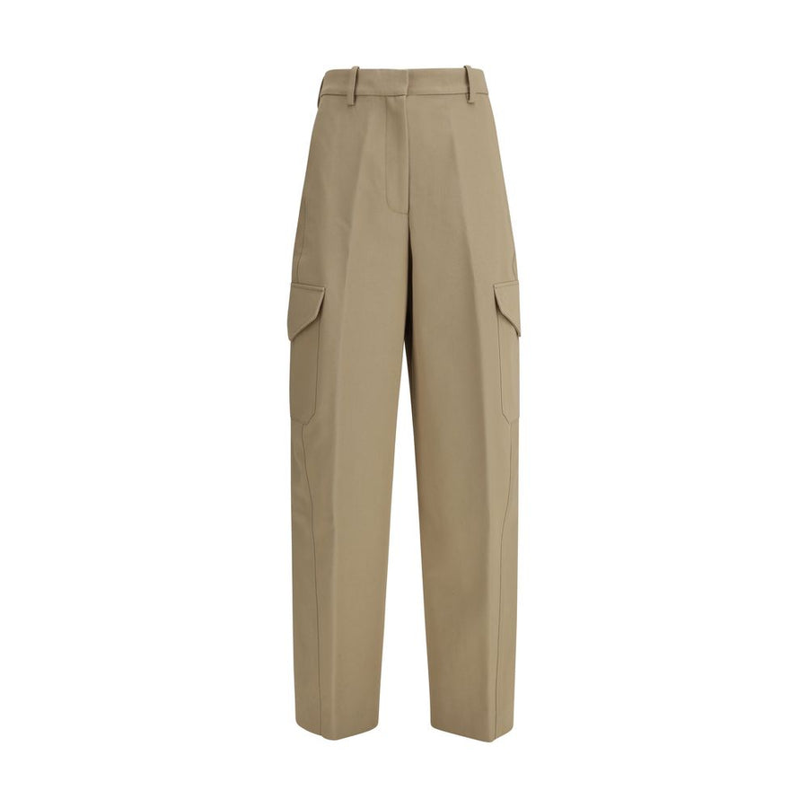 Beige Cotton Cargo Pants