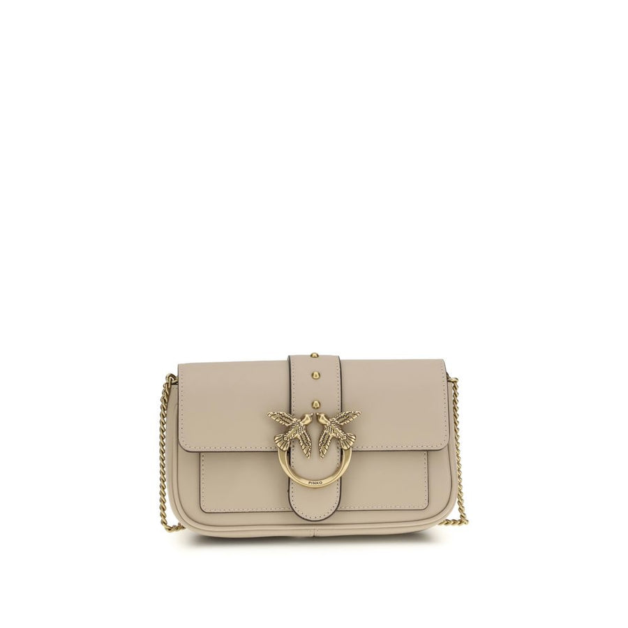 Beige Calf Leather Bos Taurus Shoulder Bag