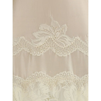 Cream Polyamide Long Dress