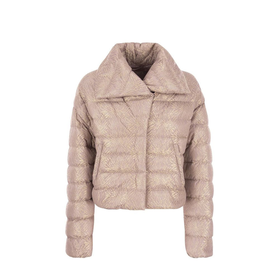 Beige Metallic Fibre Full-Length Jacket