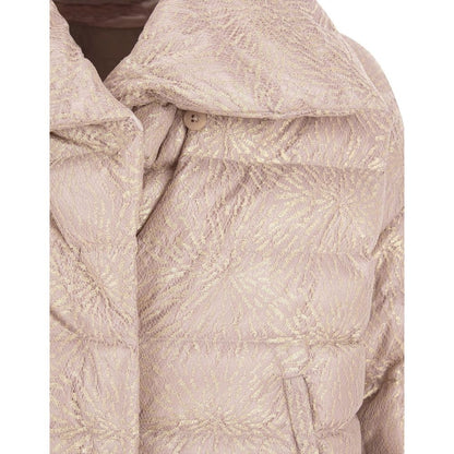Beige Metallic Fibre Full-Length Jacket