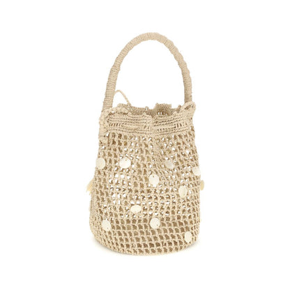 Beige Raffia Backet Bag