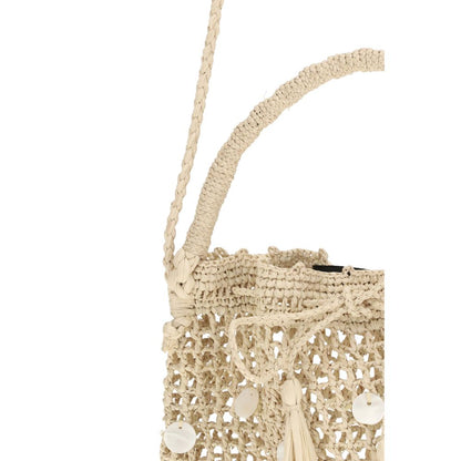 Beige Raffia Backet Bag