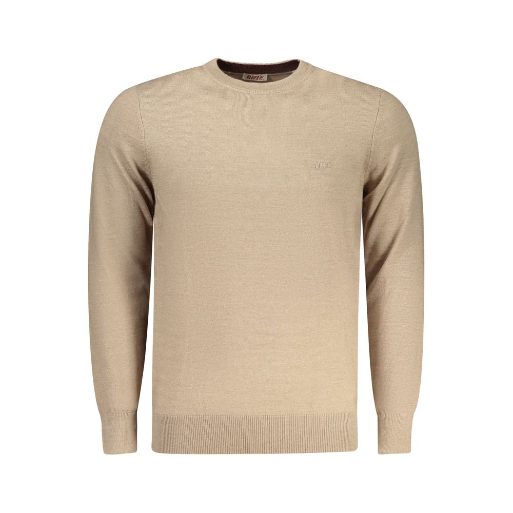 Beige Polyester Men Sweater