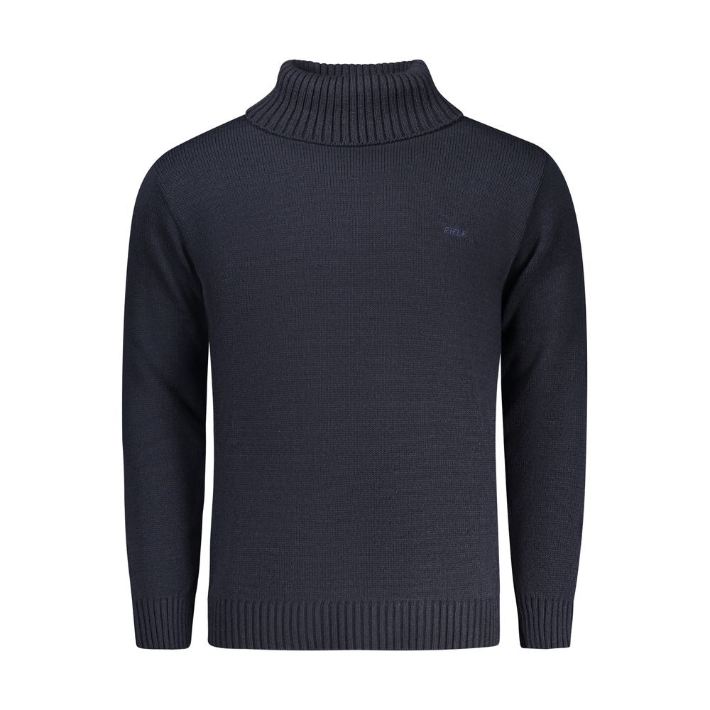 "Blue Acrylic Men Sweater Turtleneck"