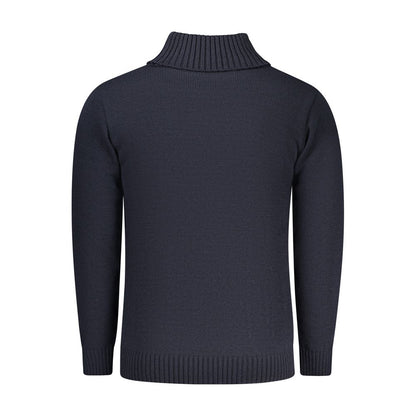 "Blue Acrylic Men Sweater Turtleneck"