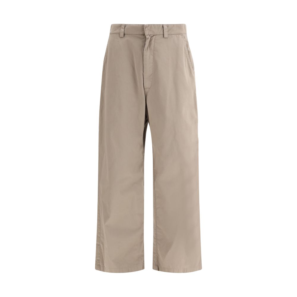 Beige Cotton Casual Pants