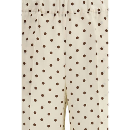Beige Silk Casual Pants