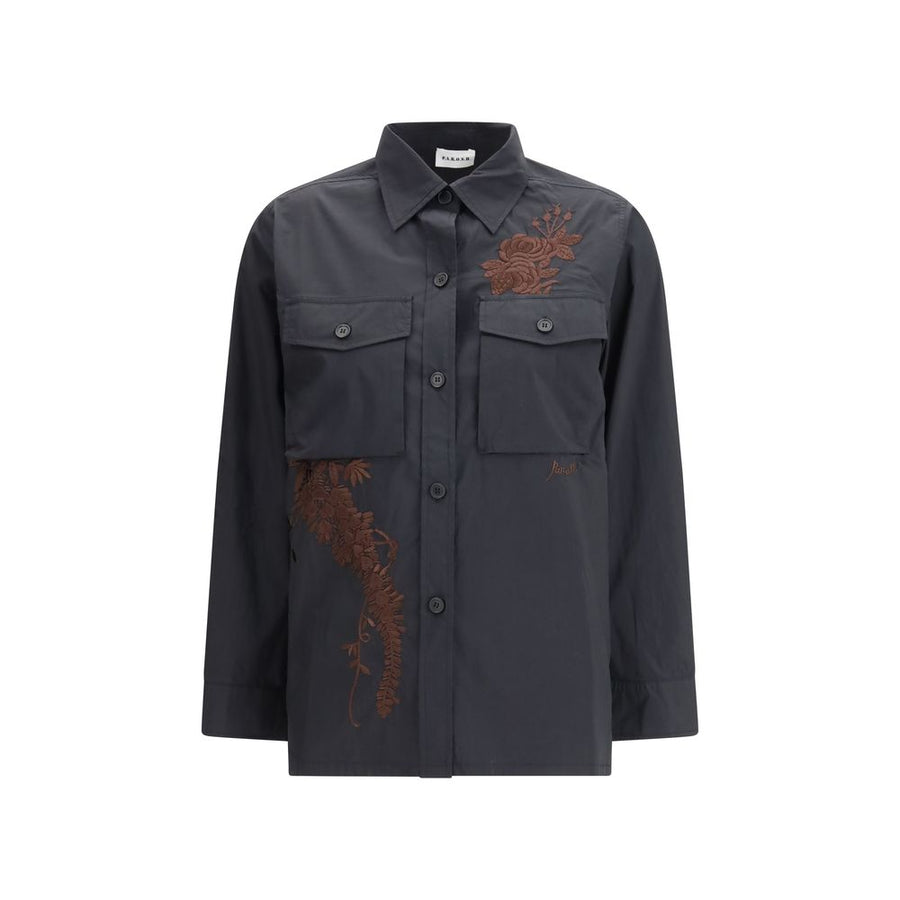 Black Cotton Pattern Shirt