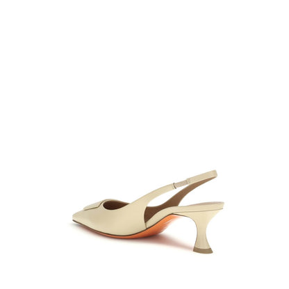 Beige Calf Leather Bos Taurus Mid Heel Pumps