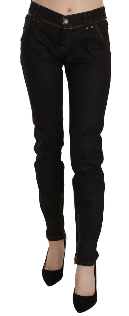 Cotton Black Mid Waist Skinny Denim Jeans