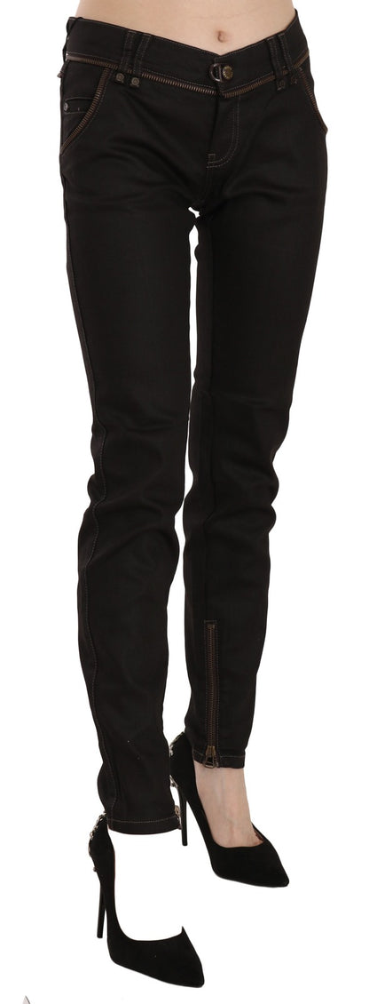Cotton Black Mid Waist Skinny Denim Jeans