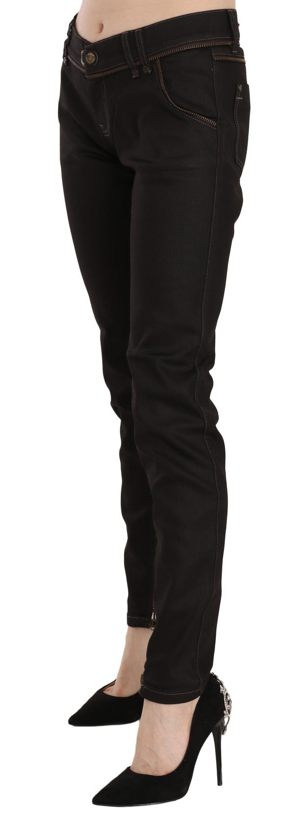 Cotton Black Mid Waist Skinny Denim Jeans