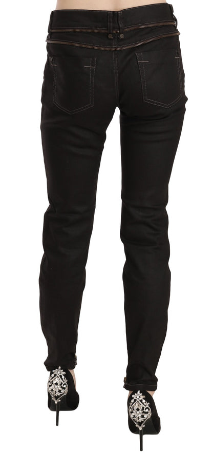 Cotton Black Mid Waist Skinny Denim Jeans