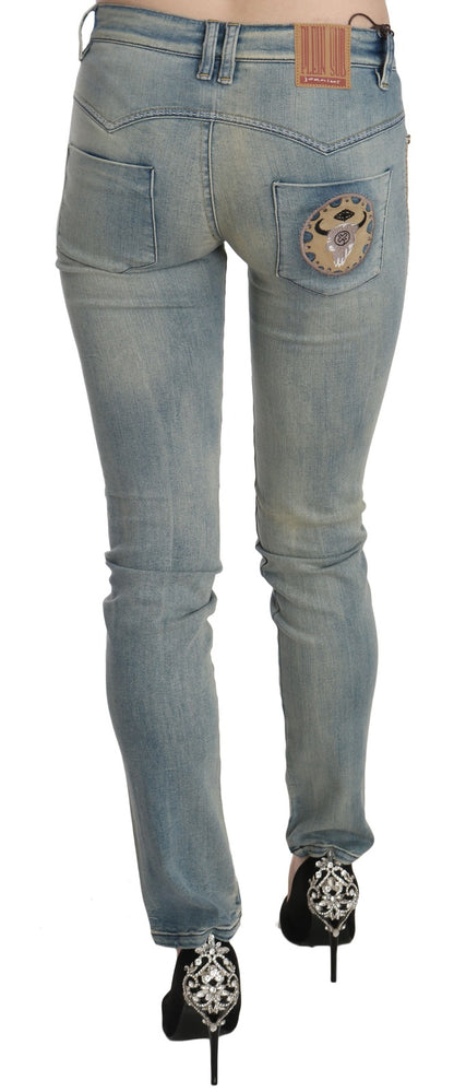 Light Blue Washed Mid Waist Skinny Denim Jeans