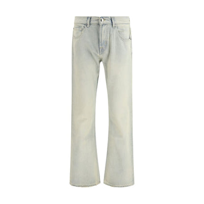 Beige Cotton Bootcut Jeans