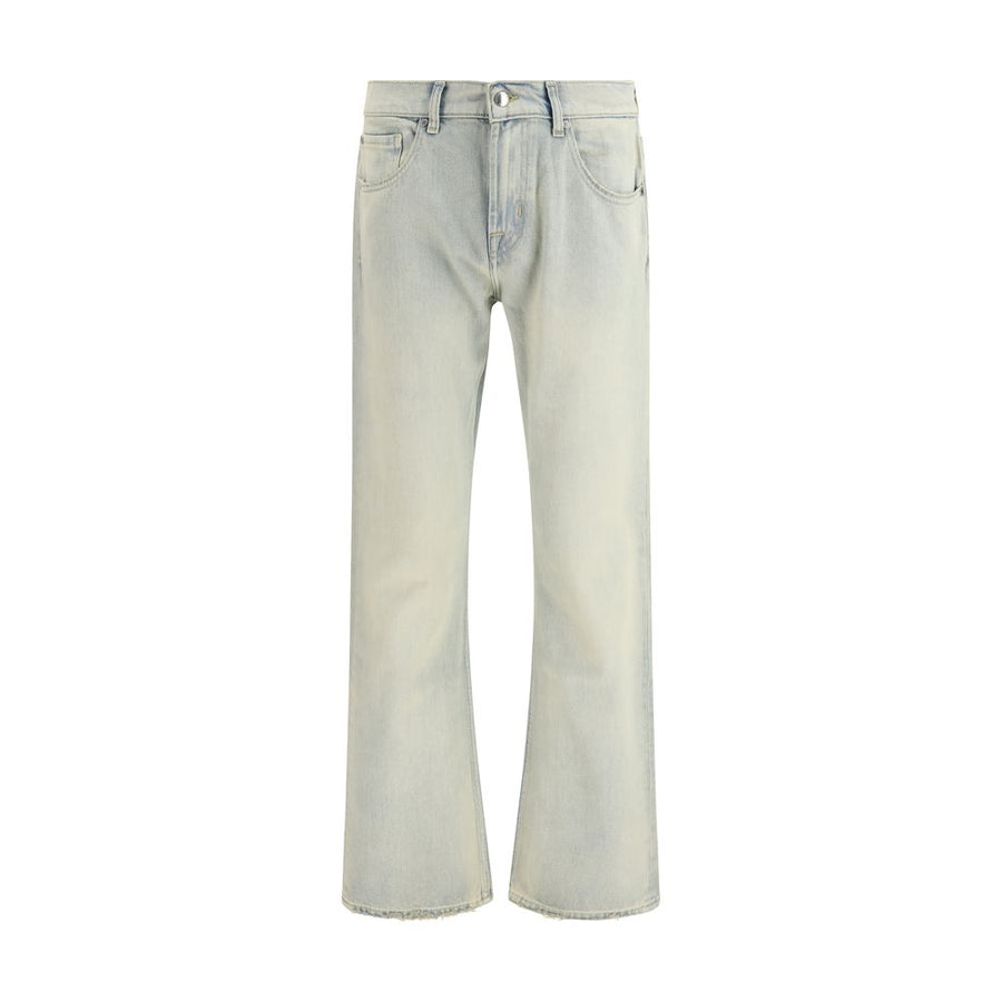 Beige Cotton Bootcut Jeans