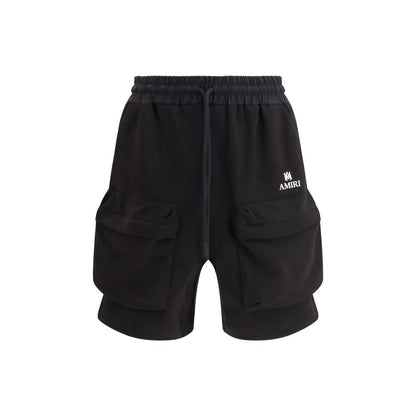 Black Cotton Bermuda Shorts