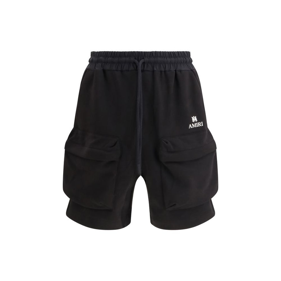 Black Cotton Bermuda Shorts