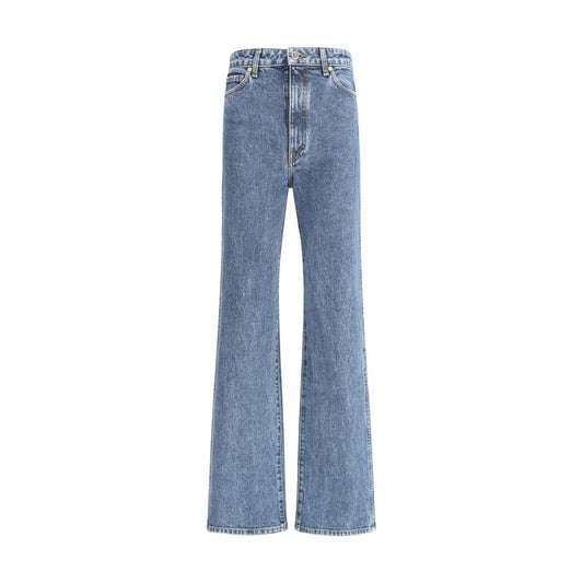 Blue Cotton Flared Jeans