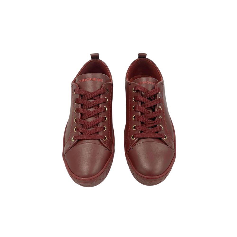 Red Leather Women Sneaker with Platform Sole