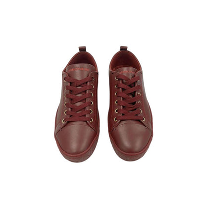 Red Leather Women Sneaker with Platform Sole