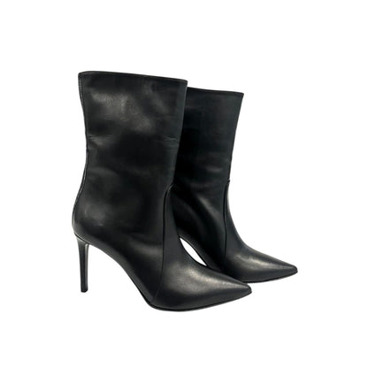 Black Leather Women Boot with Stiletto Heel