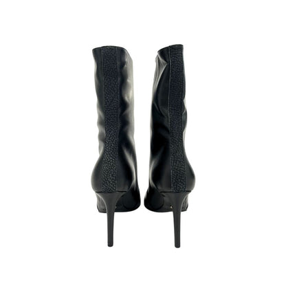 Black Leather Women Boot with Stiletto Heel