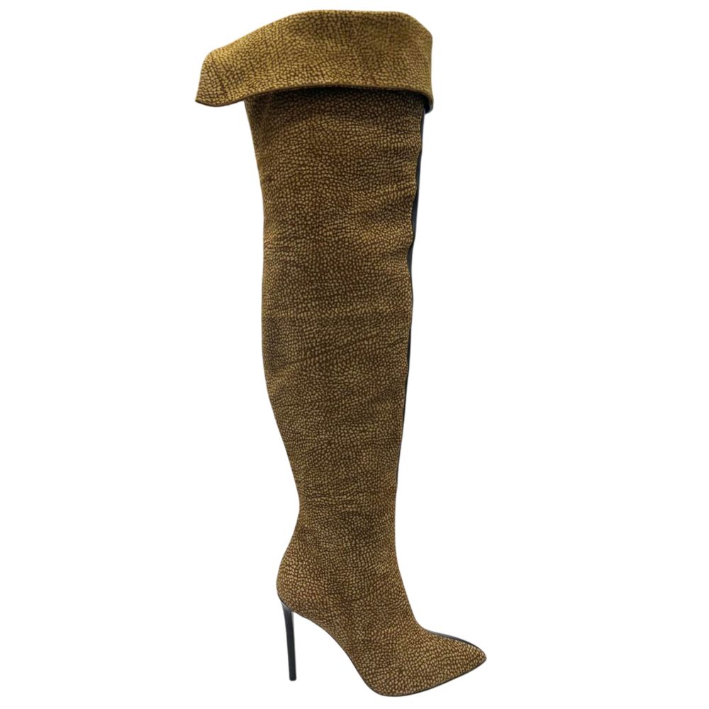 Beige Leather Women Boot