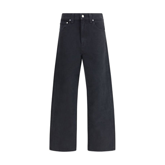 Black Cotton Straight-Leg Jeans