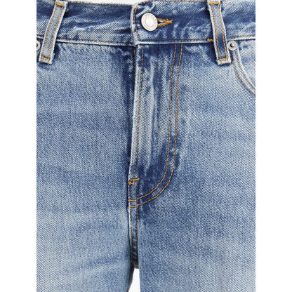 Blue Cotton Flared Jeans