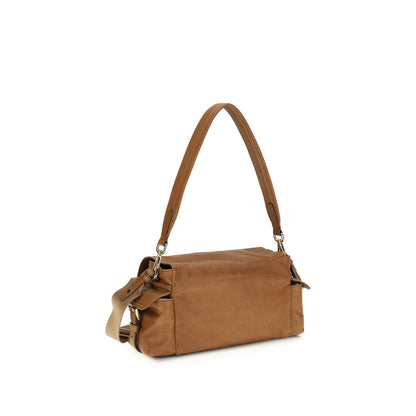 Beige Calf Leather Bos Taurus Shoulder Bag