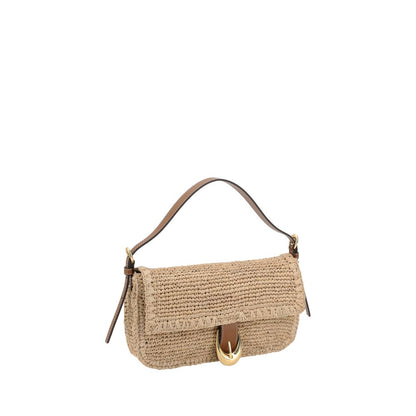 Beige Raffia Shoulder Bag
