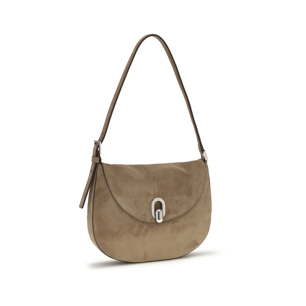 Beige Calf Leather Bos Taurus Shoulder Bag