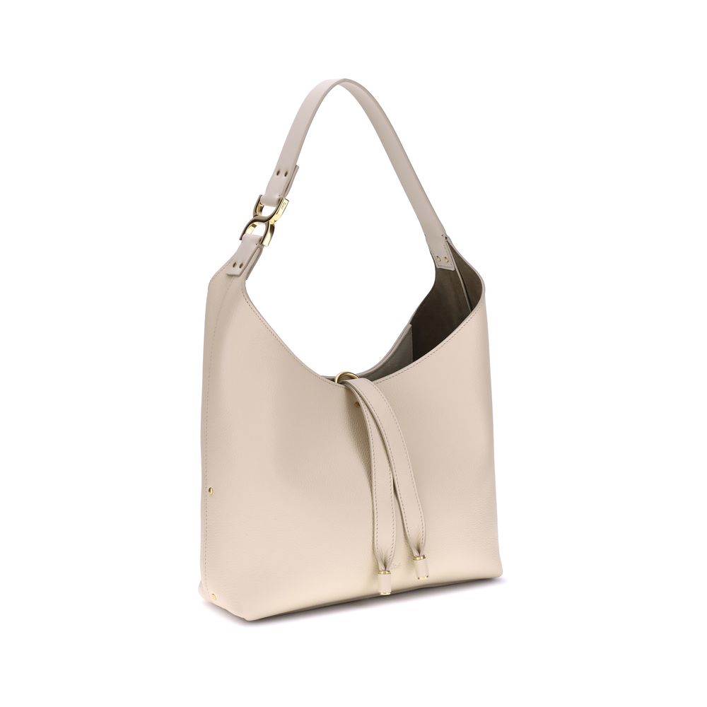 Beige Calf Leather Bos Taurus Shoulder Bag