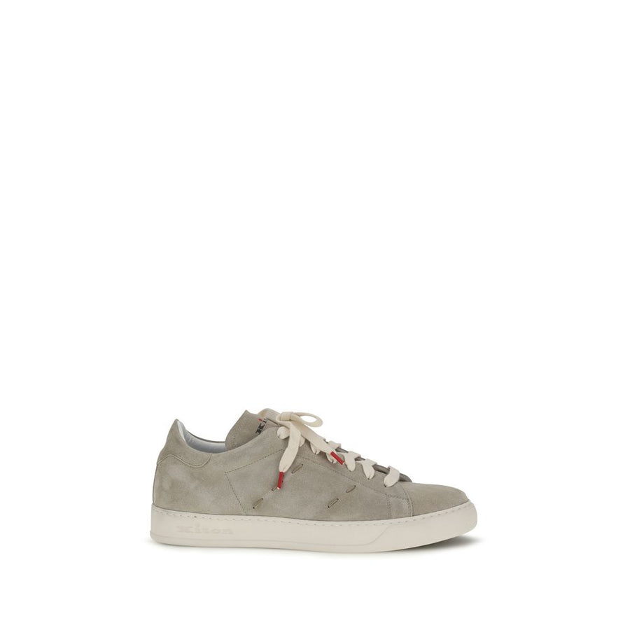 Beige Calf Leather Bos Taurus Low Top Sneakers