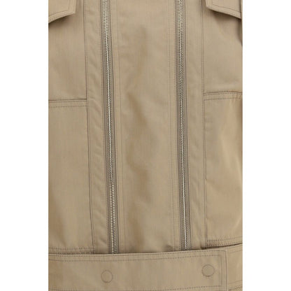 Beige Cotton Full-Length Jacket