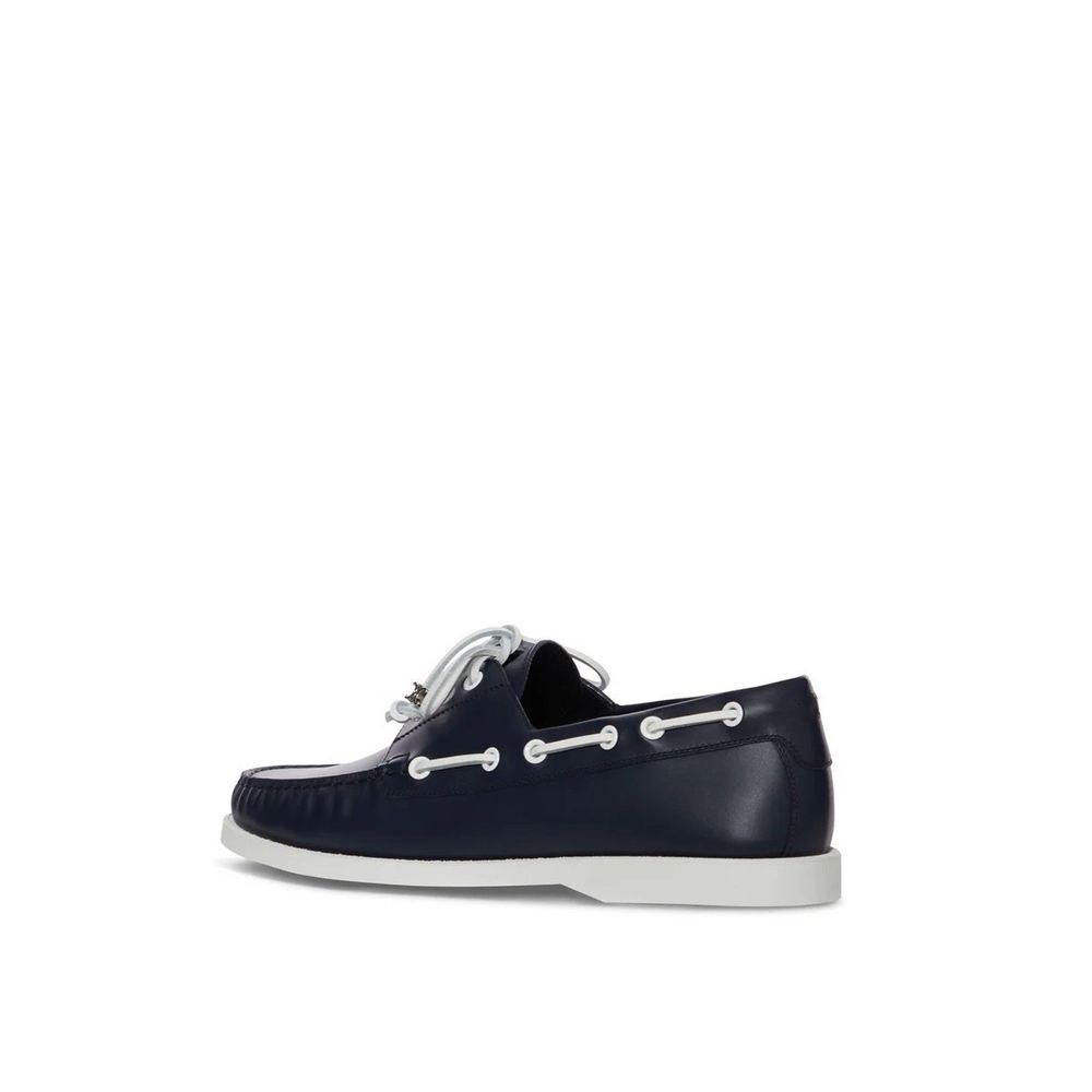 Blue Calfskin Slip-On Loafers