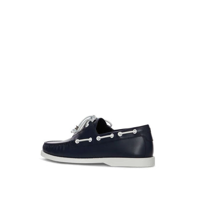 Blue Calfskin Slip-On Loafers