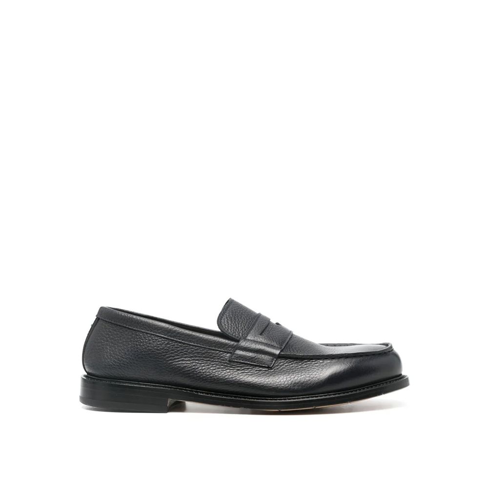 Black Leather Slip-On Loafers