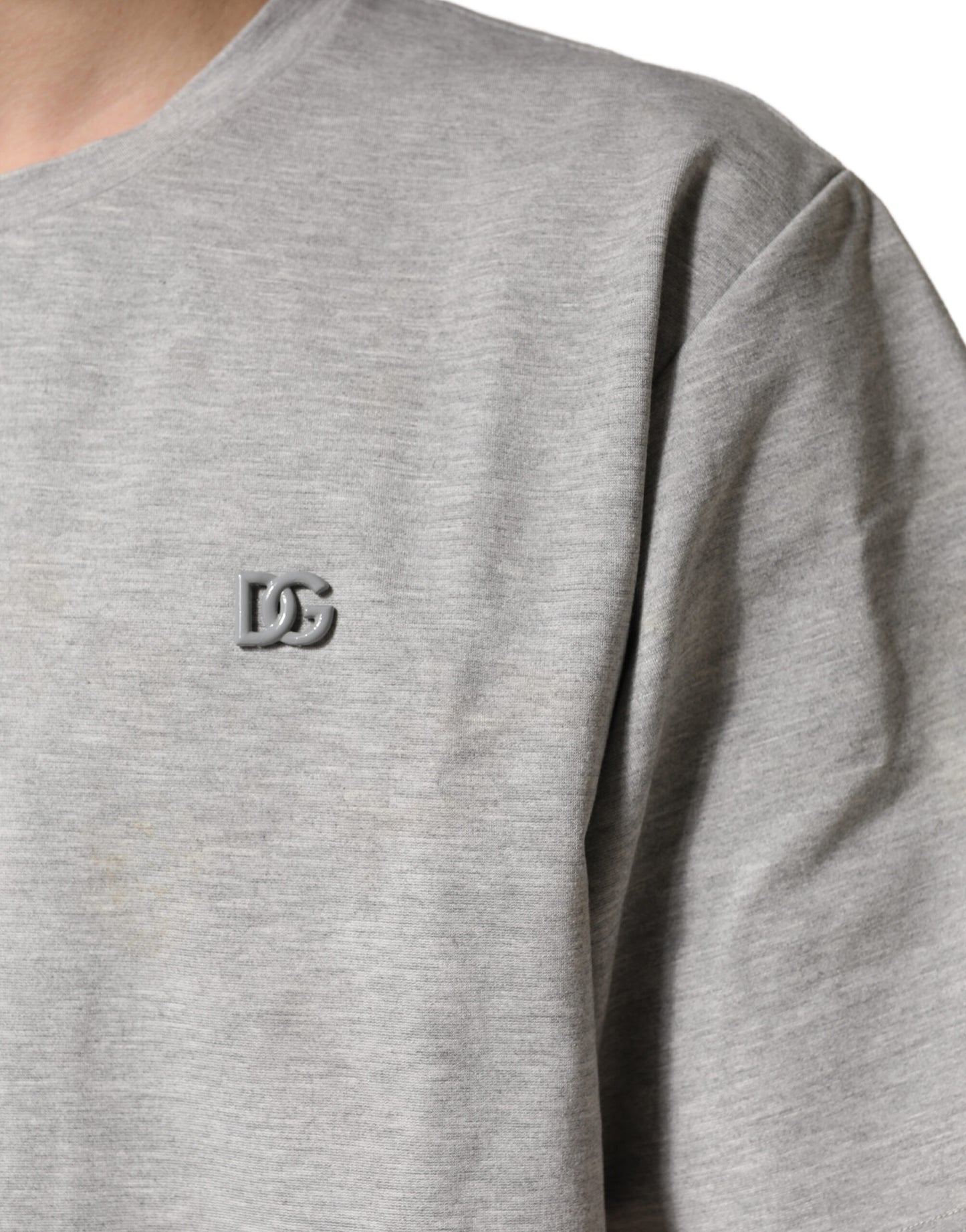 Grey Cotton Crewneck Short Sleeve T-Shirt