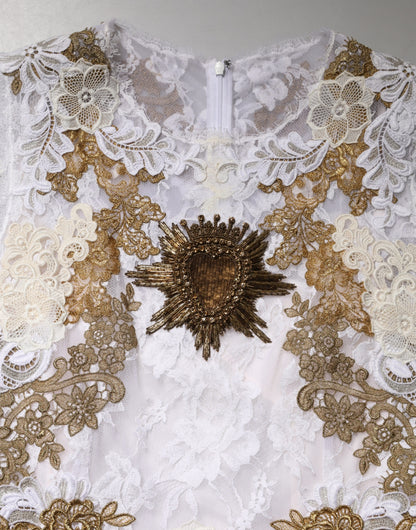 Ivory Lace Silk Embellished Sleeveless  Dress