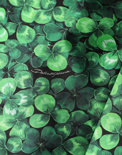 Green Clover Print Sleeveless A-Line  Dress