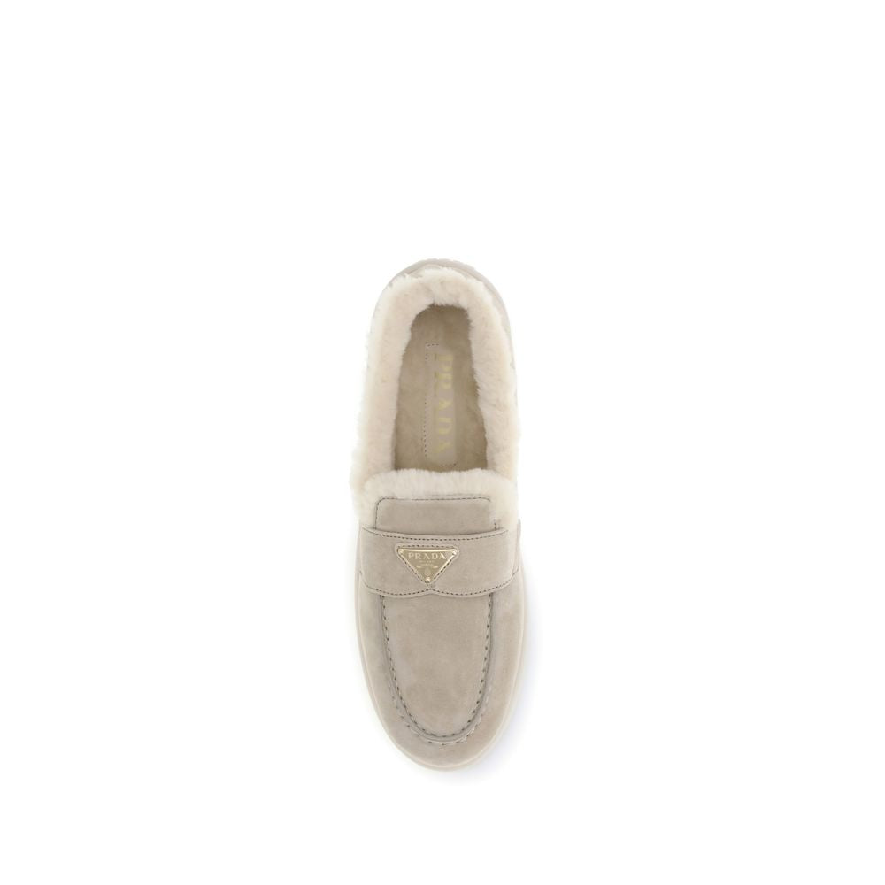 Beige Calf Leather Bos Taurus Slip-On Loafers