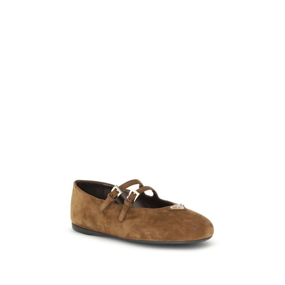 Beige Calf Leather Bos Taurus Ballet Flats