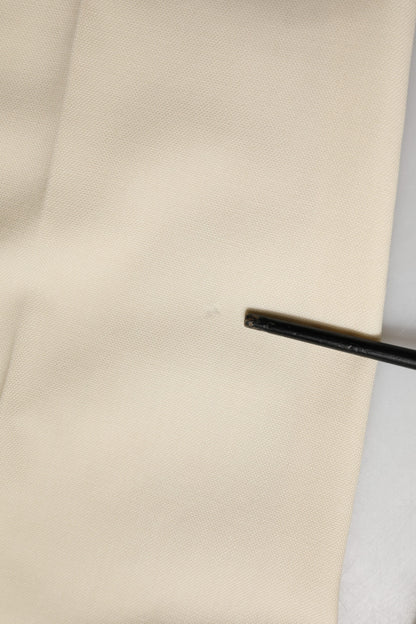 Ivory Wool Mid Waist Cropped Trouser Pants